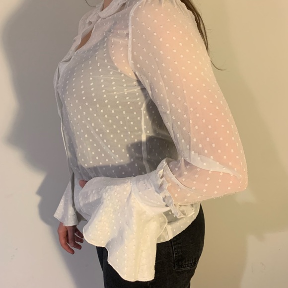 Magenta Silky Polka Dot Button Down Blouse